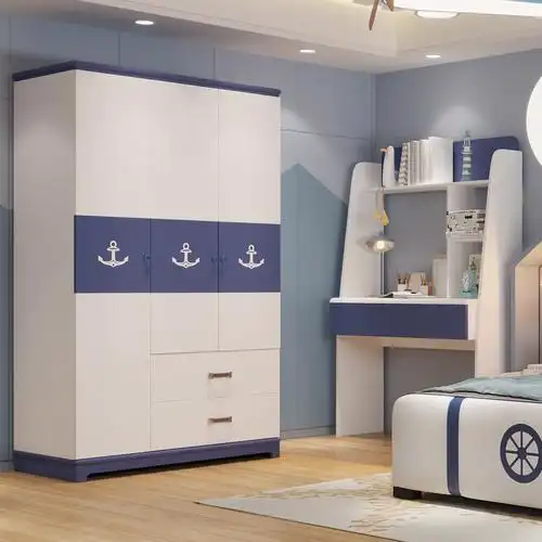 温情港儿童衣柜木质三门衣柜家用卧室男孩衣橱组合家具柜子衣服柜