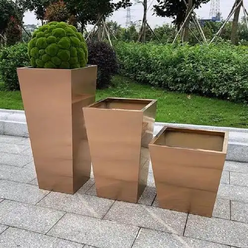 江苏鑫宇不锈钢花盆厂家异形定制宁波不锈钢移动花箱