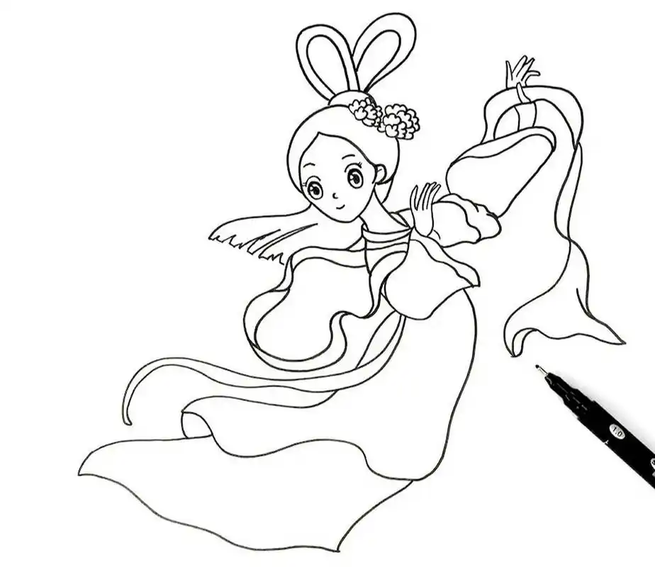 儿童画教程|嫦娥奔月 教学重难点 1.