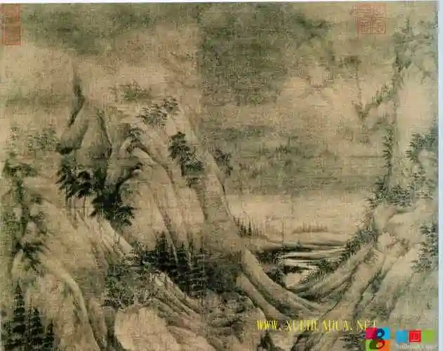 《溪岸图》高清大图_董源唯一传世山水作品(5)