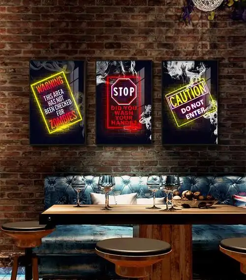 酒吧ktv挂画酒吧装饰画霓虹灯led发光效果ktv夜店包厢背景墙清吧音乐