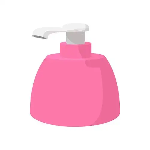 粉色,塑料瓶,洗手液,卡通,象征,白色背景_高清图片_全景视觉