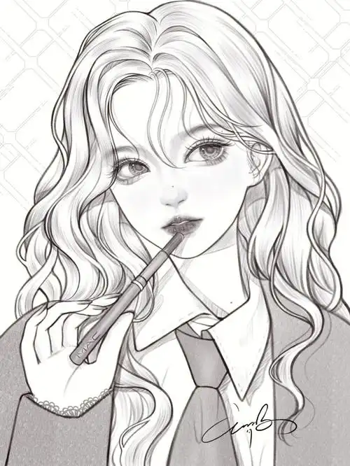 丽啥lisa#线稿  #procreate  #少女线稿  #速写  #速写人物  #拽