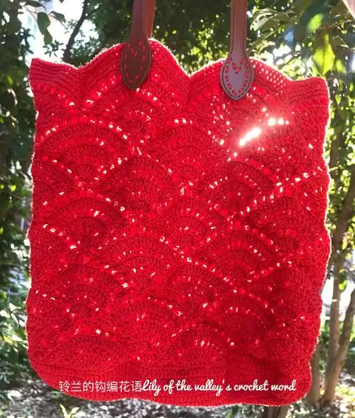 shell stitch beach tote bag包底椭圆形:168针(28*6),6个贝壳花纹,可