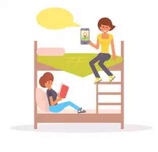 宿舍, 旅馆.矢量.卡通.我照片