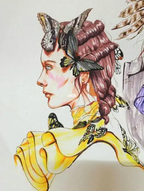手绘时装画头像
