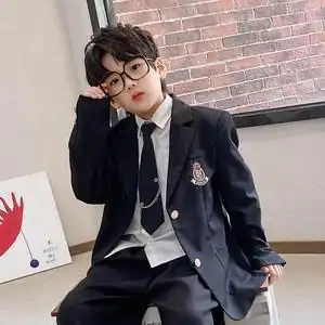 男童外套学院风儿童春秋dk制服中大童韩版洋气上衣男孩jk西装开衫