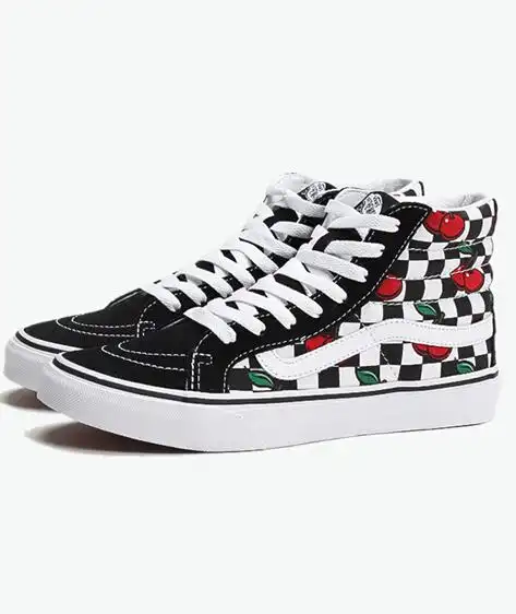 vans范斯女鞋u sk8-hi slim印花系带高帮滑板鞋