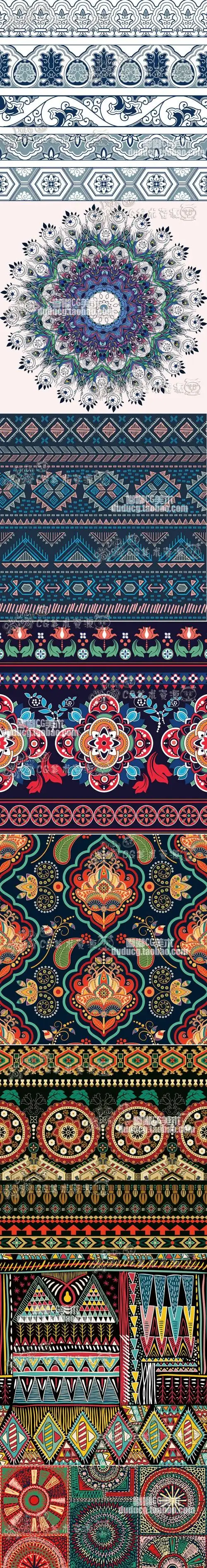 404少数民族藏族特色花纹波西米亚风格纹理背景图案设计矢量图片-淘宝