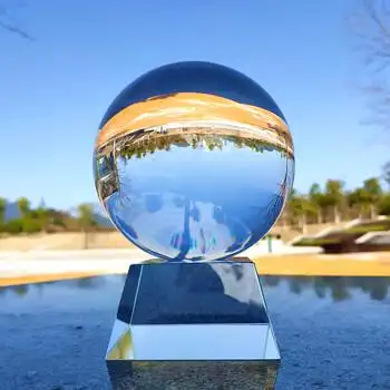 妙聚福 透明白水晶球 杂技摄影拍照装饰客厅玄关机家居办公桌摆件