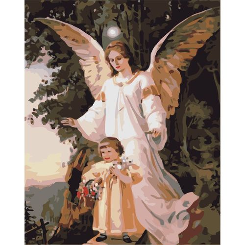 diy数字油画自己填色材料包抽象天使守护宝贝亲情拥抱家居 装饰画