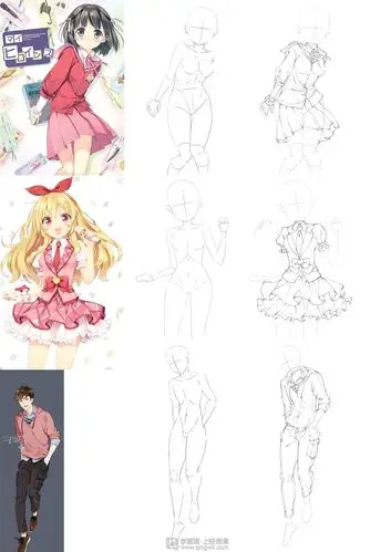 角色衣服临摹练习动漫人物服装入门训练