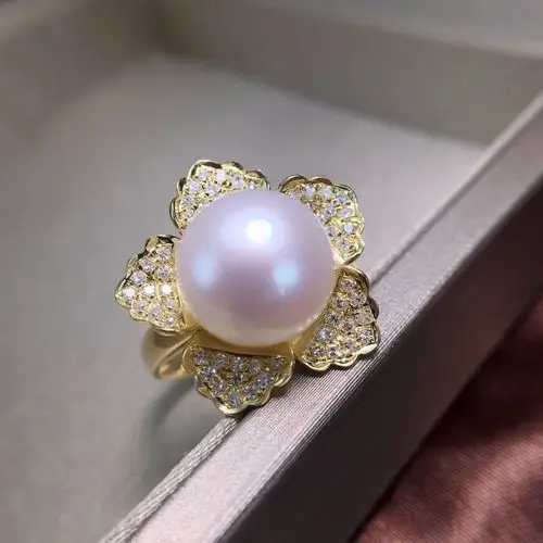 18k金镶天然珍珠戒指