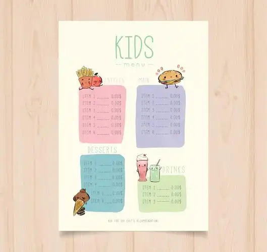 可爱手绘儿童菜单矢量素材_广告设计_懒人图库