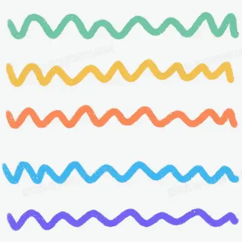 本作品全称为《卡通风彩色蜡笔波浪线免抠装饰创意元素》,主要应用