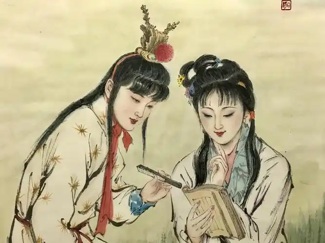 《贾宝玉和林黛玉》【画的特别特别好】收藏潜力巨大【100%手绘】,拍