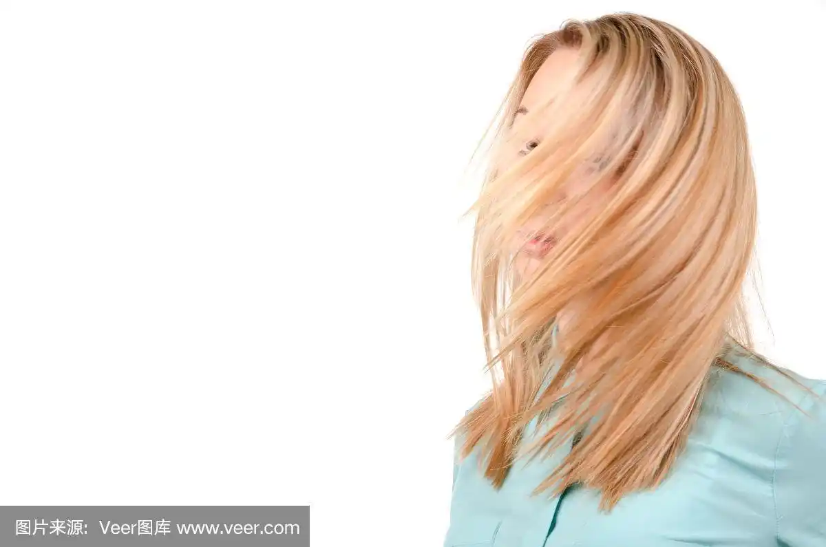 金发女人,风吹过头发