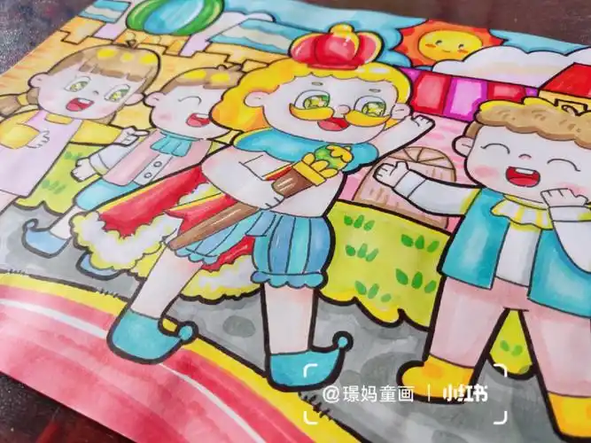 马克笔儿童画主题国王的新衣