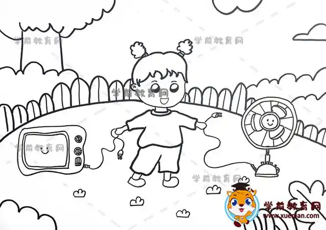 节约用电儿童画