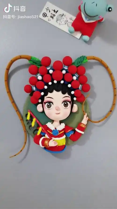 京剧人物冰箱贴教程来啦是不是刀马旦创作灵感冰箱贴粘土粘土浮雕手作
