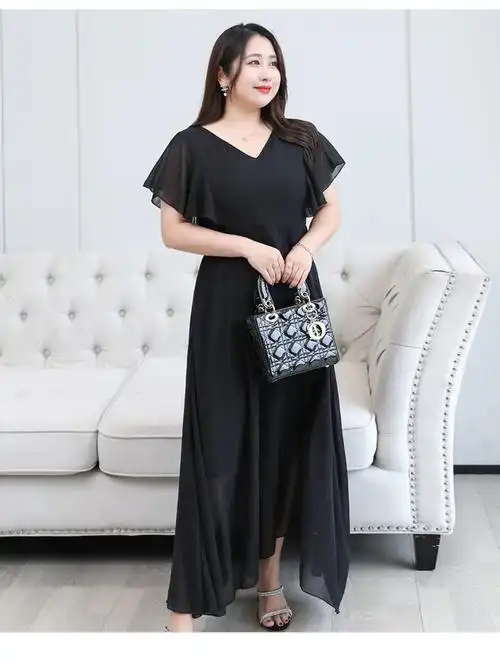 胖人胖妹30-40岁妇女遮肚子200斤加肥加大码女装连衣裙胖妹妹夏装200