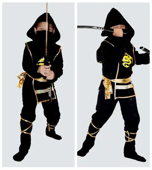 万圣节儿童日本忍者服装cosplay刺客套装夜间蒙面武士衣服 忍者b xl