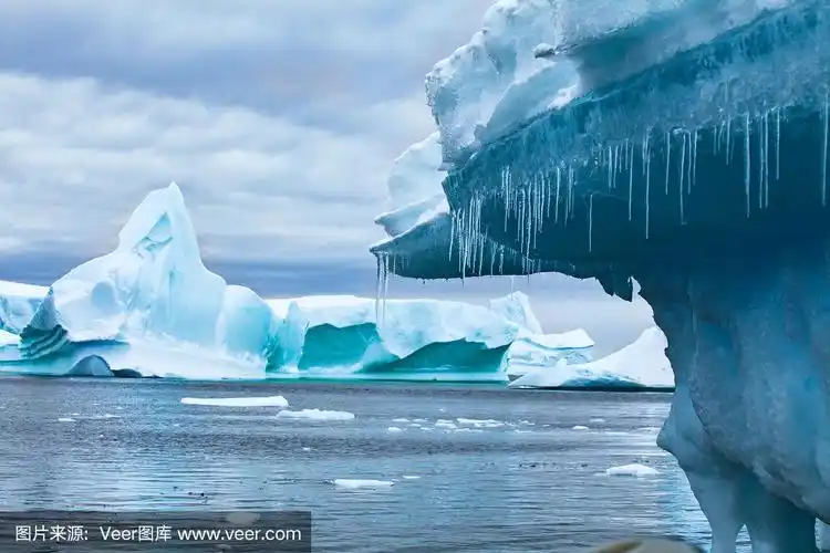 全球变暖和气候变化概念,南极洲冰山融化