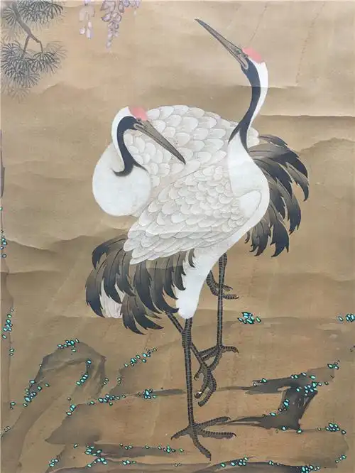 018 沈铨 双鹤图 绢本立轴