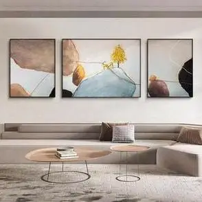 雪川现代简约客厅沙发背景墙挂画手绘大芬村油画装饰画抽象肌理画