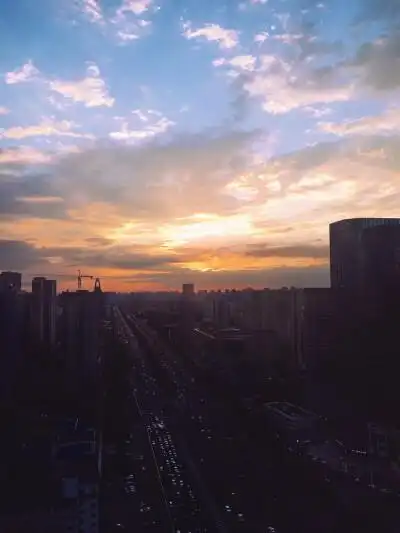 城市黄昏夕阳日落