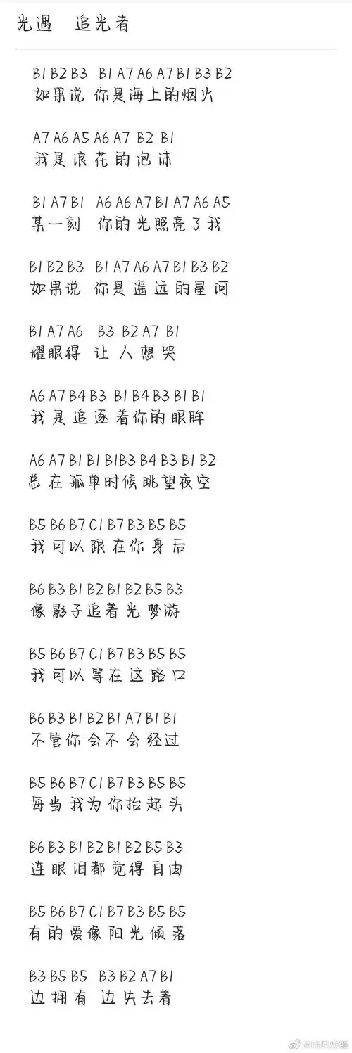 光遇琴谱之追光者乐谱分享