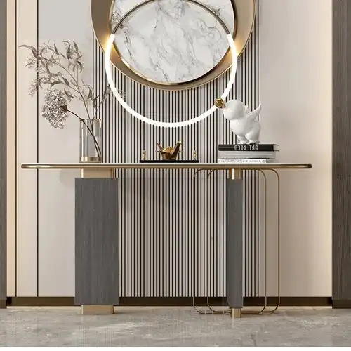 轻奢风玄关台现代简约客厅入户端景台意式极简走廊过道岩板玄关柜