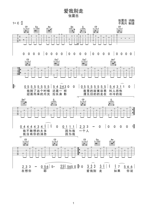 爱我别走 吉他谱