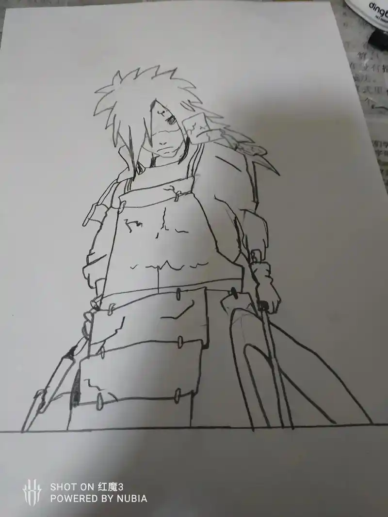 火影忍者手绘 #宇智波斑 画渣一个  - 抖音