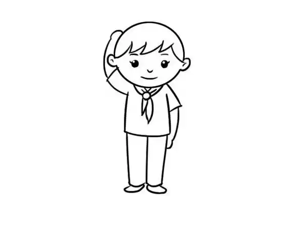 少先队员简笔画少先队员简笔画画法步骤小男孩少先队员敬礼简笔画步骤