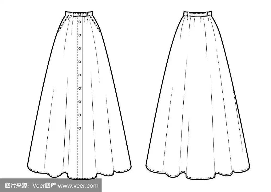 长裙草图矢量插图