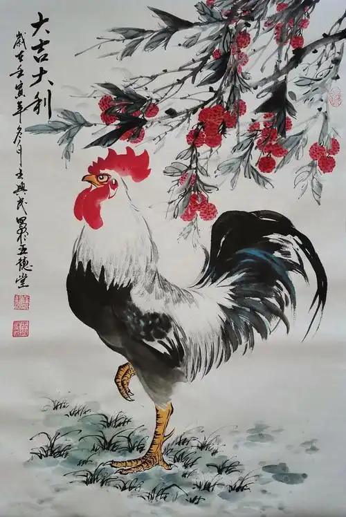王兴民国画公鸡:近期作品,写意大公鸡二十幅,难得一见