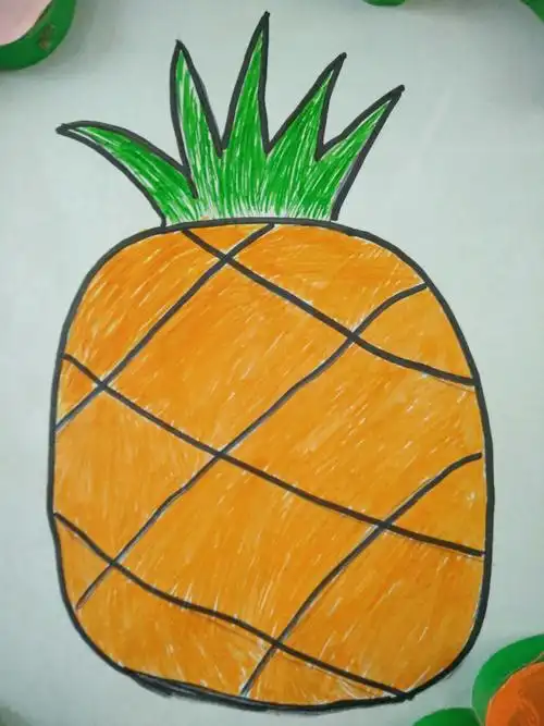 苗土楼幼儿园中班菠萝绘画美术课!