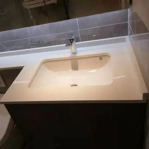 人造石英石浴室台面厕所洗漱盆 纯白色人造石洗手盆嵌入台下盆