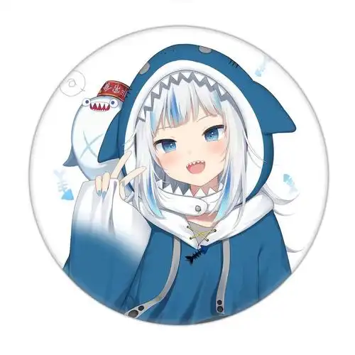 噶鸣古拉徽章 马口铁圆形胸针 萌娘鲨鱼背包挂件 噶39-57