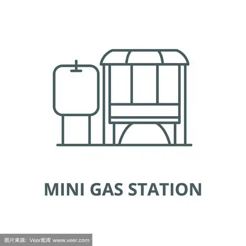小型加油站矢量线图标,线性概念,轮廓标志,符号