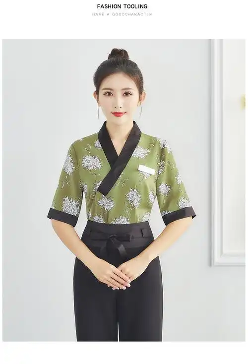 舒弗星美容院工作服女2021春夏新时尚气质养生馆沐足技师中式美容师工