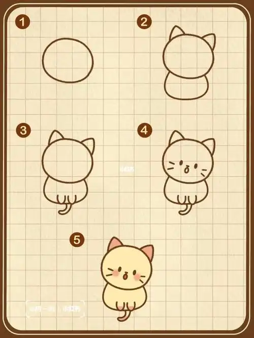 day16手帐素材小猫咪的简笔画法30