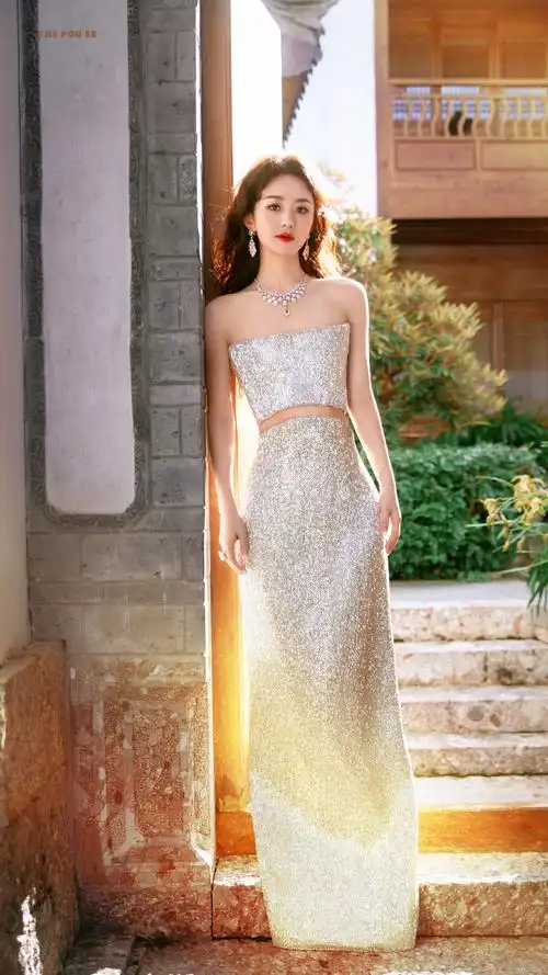 赵丽颖水晶吊坠头冠##赵丽颖闪钻礼服