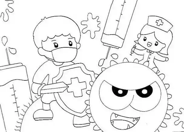 简笔画绘画携手同心抗击疫情手抄报预防新冠肺炎病毒手抄报抗击疫情