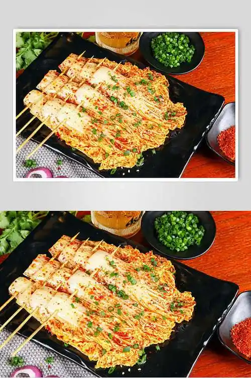 香辣美味烤娃娃菜烧烤串串图片