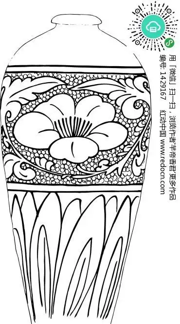 手绘带鱼形花纹的陶瓷瓶_传统工艺品_红动手机版