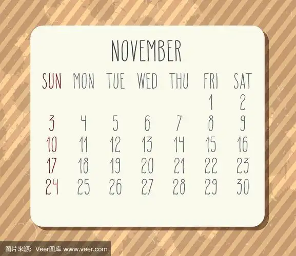 2019,十一月,日历,月,简单