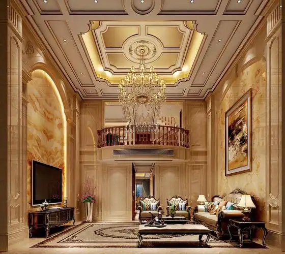 帝庭山500平方米新古典风格别墅户型客厅装修效果图
