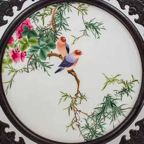 蜀绣精品四丝花鸟系列产品纯手工刺绣非物质文化遗产